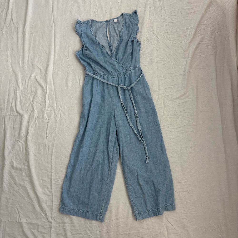 Old Navy Denim Blue Ruffle Jumpsuit